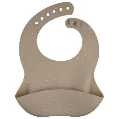 Нагрудничок Canpol babies DOTS силіконовий з кишенькою, бежевий (51/029_bei)