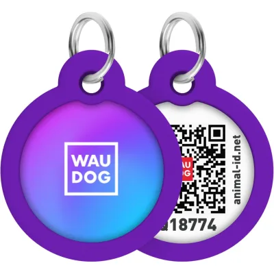 Адресник для тварин WAUDOG Smart ID з QR паспортом "Градієнт фіолетовий", коло 30 мм (230-4034)