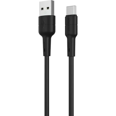 Дата кабель USB 2.0 AM to USB-C 1.0m 3A silicone BX30 black BOROFONE (6931474706928)