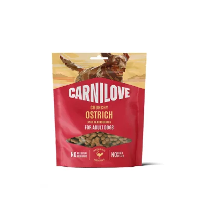 Ласощі для собак Carnilove Crunchy Snack Ostrich with Blackberries 200 г (8595602582587)