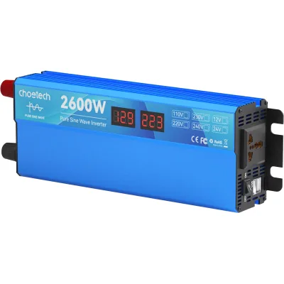 Автомобільний інвертор Choetech 12/220V 1300Вт, чиста синусоїда (CJ2600Q-V2)