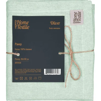 Доріжка на стіл ARDESTO Oliver, 100% бавовна, бірюза 40х140 см (ART01OT)