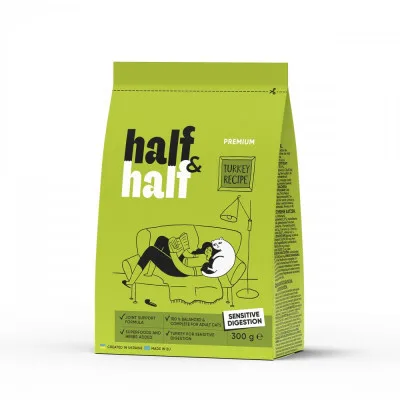 Сухий корм для кішок Half&Half із чутливим травленням з індичкою 300 г (4820261920949)
