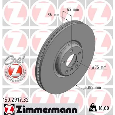 Гальмівний диск ZIMMERMANN 150.2917.32