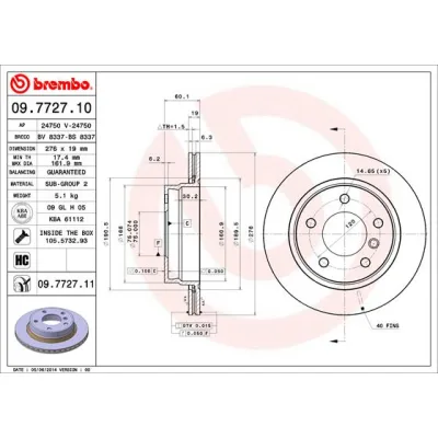 Гальмівний диск Brembo 09.7727.11