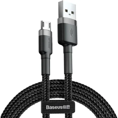 Дата кабель USB 2.0 AM to Micro 5P 0.5m Cafule 2.4A Black-Grey Baseus (CAMKLF-AG1)
