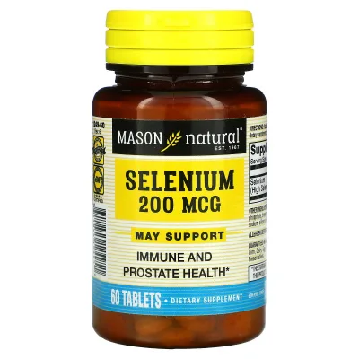 Мінерали Mason Natural Селен 200 мкг, Selenium, 60 таблеток (MAV-12495)