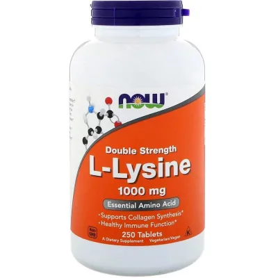Амінокислота Now Foods L-Лізин, L-Lysin, 1000 мг, 250 таблеток (NF0123)