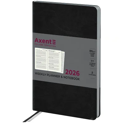 Тижневик Axent датований 2026 Partner City Soft 125х195, чорний (8521-26-01-A)