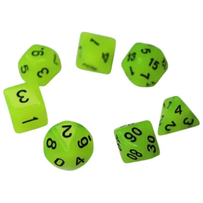 Набір кубиків для настільних ігор Games 7 Days Glow in the dark 7 Dice Set - Yellow (g7dglow01)