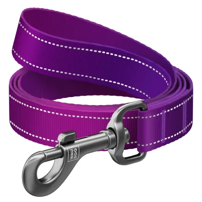 Повідець для собак WAUDOG Nylon Mono світловідбивний L-XXL 25 мм, 300 см, фіолетовий (46459)