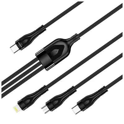 Дата кабель USB-C to Lightning + Micro 5P + USB-C 1.2m 3.0A (PD60W data) Black ColorWay (CW-CBPDU3060-BK)