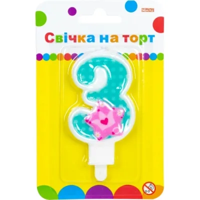 Свічка Maxi Princess "3" висотою 7,62 см (MX622050-3)