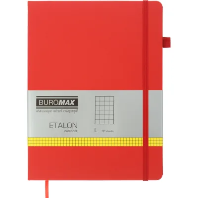 Книга записна Buromax Etalon 190x250 мм 96 аркушів в клітинку обкладинка зі штучної шкіри Червона (BM.292160-05)