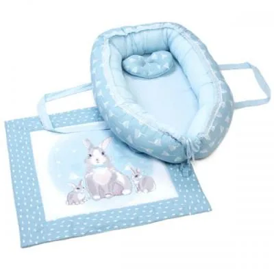 Кокон для новонароджених Верес Кокон-переноска з пледом Summer Bunny blue (450.05)