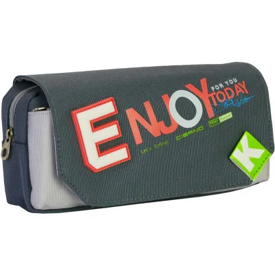Пенал Cool For School 2 відділення з кишенею Сірий (CF6920-grey)