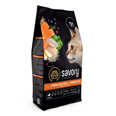 Сухий корм для кішок Savory Kitten rich in Fresh Salmon with Marine Fish 400 г (4820261921137)