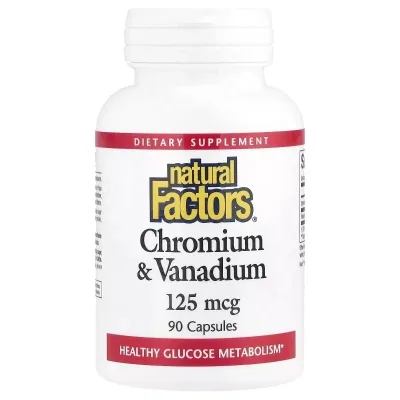 Мінерали Natural Factors Хром та Ванадій, 125 мкг, Chromium & Vanadium, 90 капсул (NFS-01635)