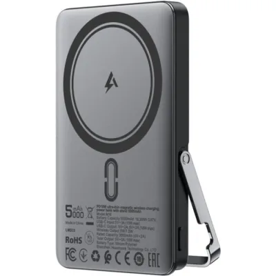 Батарея універсальна Acefast Magnetic Wireless 5000mAh, 18W, PD, QC/3.0, with holder M16, Black (6974316283997)