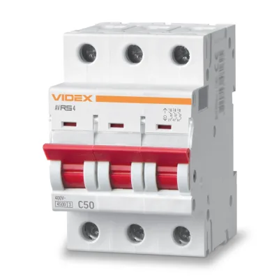 Автоматичний вимикач Videx RS4 RESIST 3п 50А С 4,5кА (VF-RS4-AV3C50)