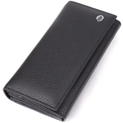 Гаманець ST Leather З натуральної шкіри Чорний (23084)