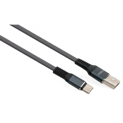 Дата кабель USB 2.0 AM to USB-C 1.0m flat nylon gray Vinga (VCPDCTCFNB1GR)