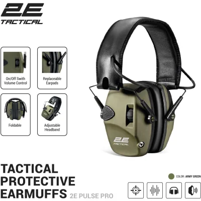 Тактичні навушники 2E Pulse Pro NRR 22 dB активні Army Green (2E-TPE026ARGN)