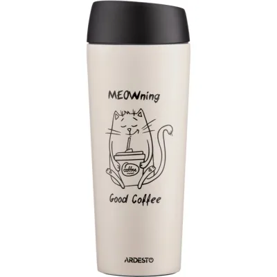 Термокружка ARDESTO Coffee Тime Meowning 450 мл Бежева (AR2645WC)