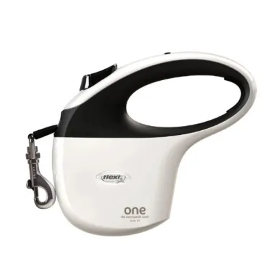Повідець для собак Flexi One стрічка M 5 м/30 кг біло-чорна (4000498034903)
