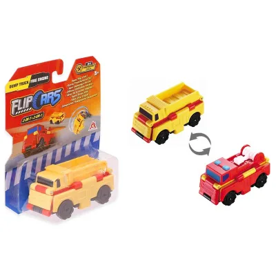 Масштабна модель автомобіля Flip Cars 2 в 1 Самоскид і Пожежний автомобіль (EU463875-07)