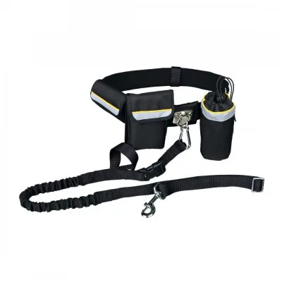 Повідець для собак Trixie Hands Free ремінь 60-120 см/40 мм, повідець 1-1.35 м/25 мм чорний (4011905012759)