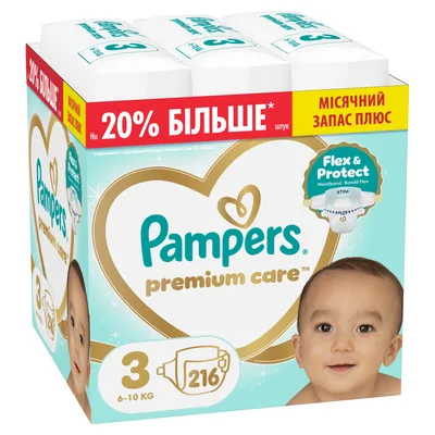 Підгузки Pampers Premium Care Розмір 3 (6-10 кг) 216 шт (8006530223539)