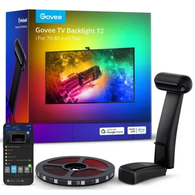 Світлодіодна стрічка Govee Набір H605C Envisual TV Backlight T2 with Dual Cameras 75-85'', RGBIC, WI-FI/Bluetooth, чорний (H605C312)