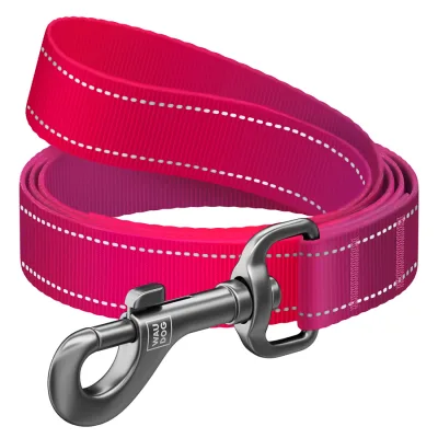 Повідець для собак WAUDOG Nylon Mono світловідбивний M 20 мм, 300 см, рожевий (46447)