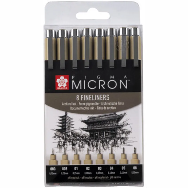 Лайнер Sakura Набір Pigma Micron 8 шт, Чорний (8712079459536)