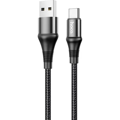 Дата кабель USB 2.0 AM to USB-C 1.0m 3A nylon X50 black HOCO (6931474734235)