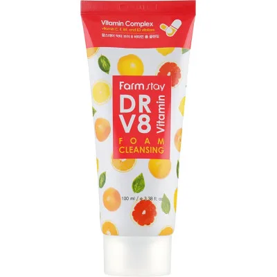 Пінка для вмивання FarmStay DR.V8 Vitamin Foam Cleansing Вітамінна 100 мл (8809469775885)