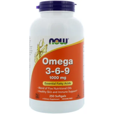 Жирні кислоти Now Foods Омега 3-6-9 1000мг, 250 желатинових капсул (NOW-01837)
