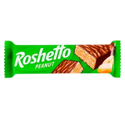 Батончик Roshen вафельний Roshetto Peanut глазурований 34 г (640377)