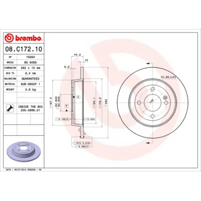 Гальмівний диск Brembo 08.C172.10 (упаковка 2 шт)