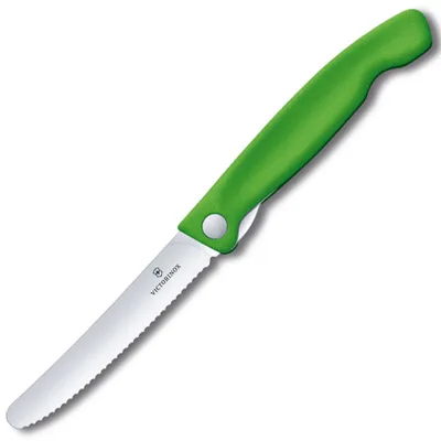 Кухонний ніж Victorinox SwissClassic Foldable Paring 11 см Serrated Green (6.7836.F4B)
