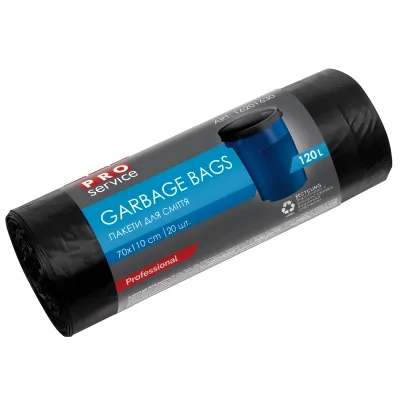 Пакети для сміття PRO service Standard LD Чорні 120 л 20 шт. (4823071615746)
