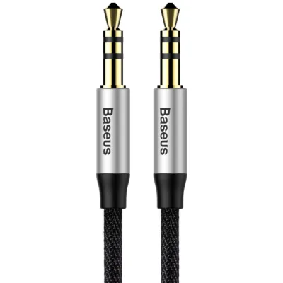 Кабель мультимедійний 3.5mm M to 3.5mm M 1.0m silver-black Baseus (CAM30-BS1)