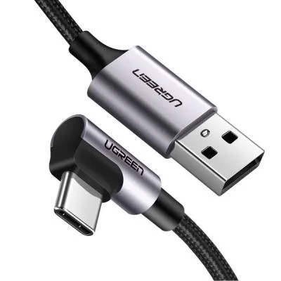Дата кабель USB 2.0 AM to USB-C 1.0m US284 Angled Alum. Braid Black Ugreen (50941)