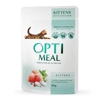 Вологий корм для кішок Optimeal для кошенят зі смаком курки 85 г (4820083905452) (упаковка 12 шт)