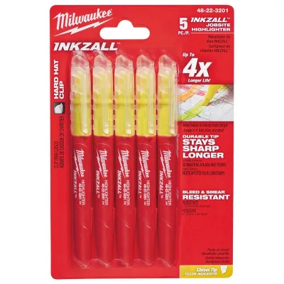 Набір маркерів Milwaukee текстмаркерів InkZAll жовтий, 5шт (48223201)