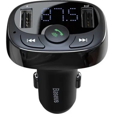 FM модулятор Baseus T Shaped S-09A 2 х USB Type-A, microSD Black (CCMT000001)