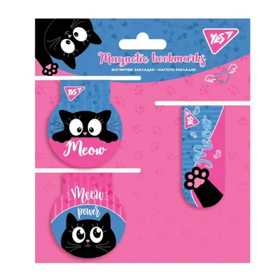 Закладки для книг Yes магнітні Meow, 3 шт (707562) (упаковка 5 шт)