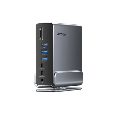 Концентратор Vention USB-C 15-in-1 2xHDMI + DisplayPort + RJ45 + SD/TF + 3.5mm gray (TPUH0)
