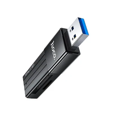 Зчитувач флеш-карт HOCO USB3.0 to microSD, microSDHC, microSDXC, SD, SDHC, SDXC, HB20 Black (6931474735218)